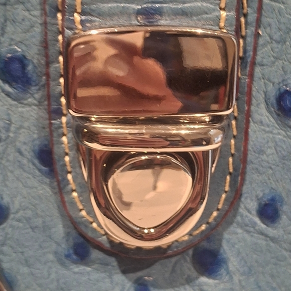 EUC Dooney & Bourke Teal Ostrich Leather 2-Way Medium Top Handle Satchel OS - Picture 4 of 16